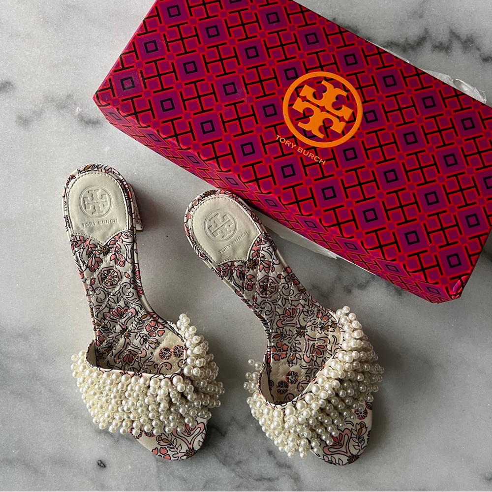 Tory Burch Pearl Tatiana Sandals - Size 8.5